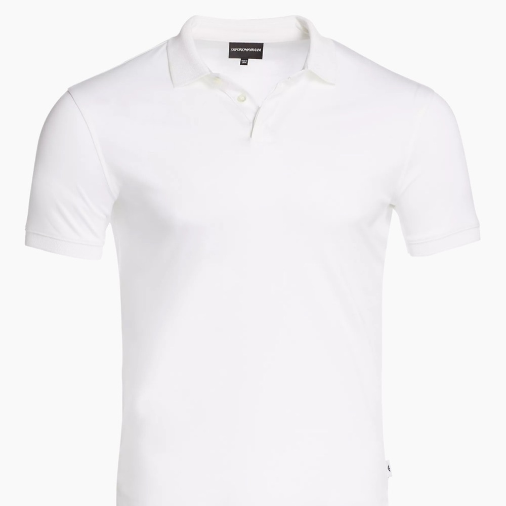 Emporio Armani Textured Collar Polo Shirt in White